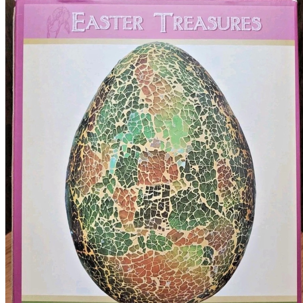 Cracker Barrel Glass Mosaic Egg Easter Treasures Home Decor 8" Figure